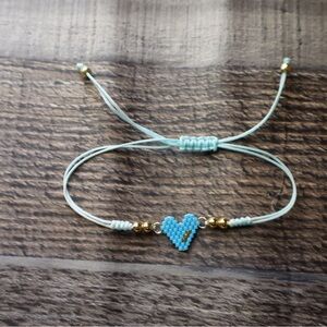 Baby Blue Heart Miyuki Seed Beaded Bracelet